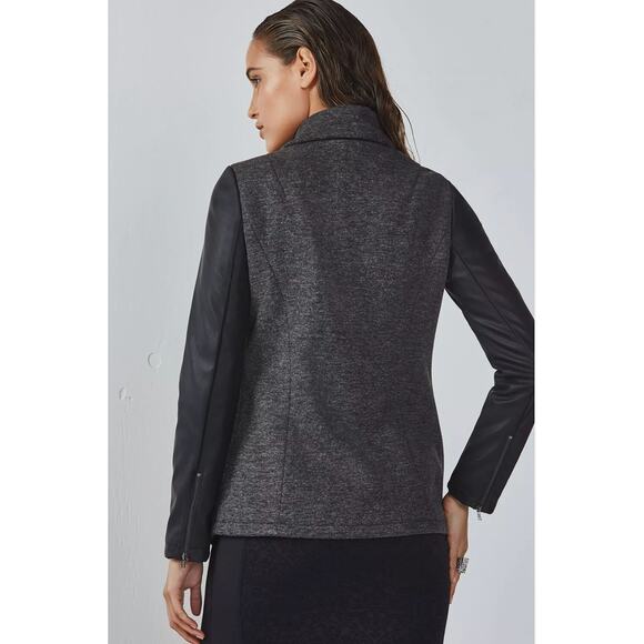 FABLETICS Faux Leather Milano Open Front Moto Jacket with Zipper Sleeve // S - Picture 2 of 12